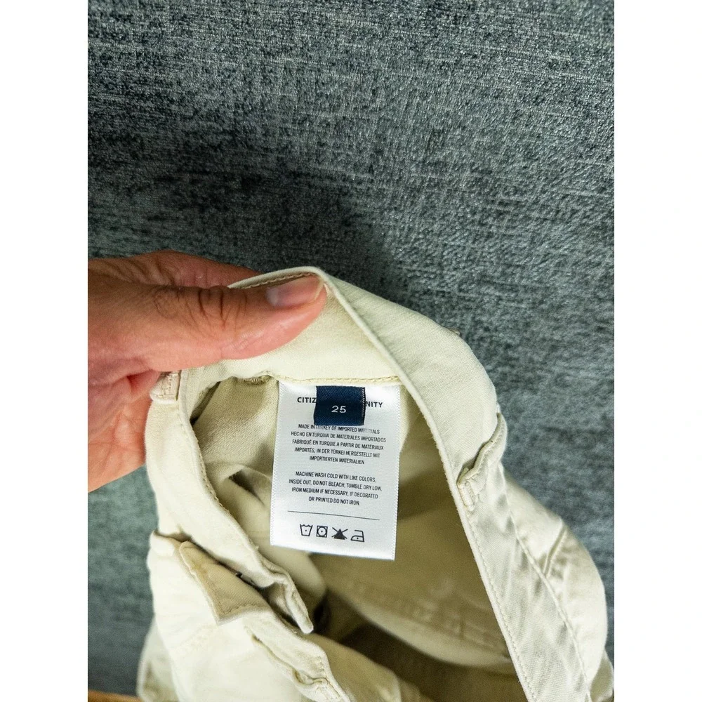 Citizens of Humanity Cargo Pants Womens 25 Cream Beige Cotton Wide Leg Streetwea